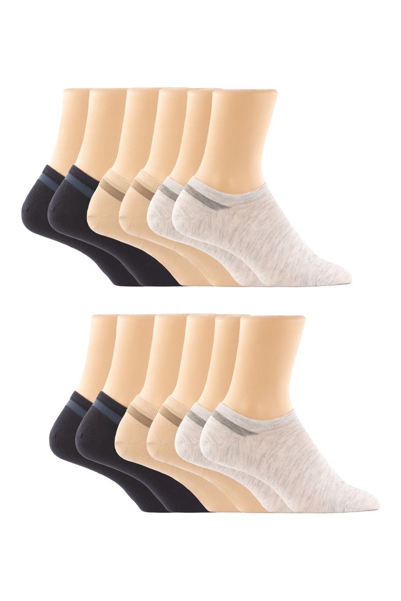 Assorted 6-Pack Super No-Show Socks, Alternate, color, BEIGE MULTI