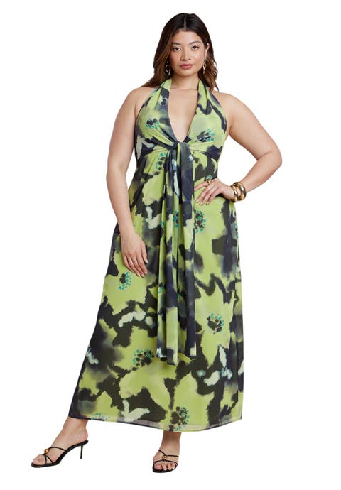 Tie Detail Halter Maxi Dress (plus)