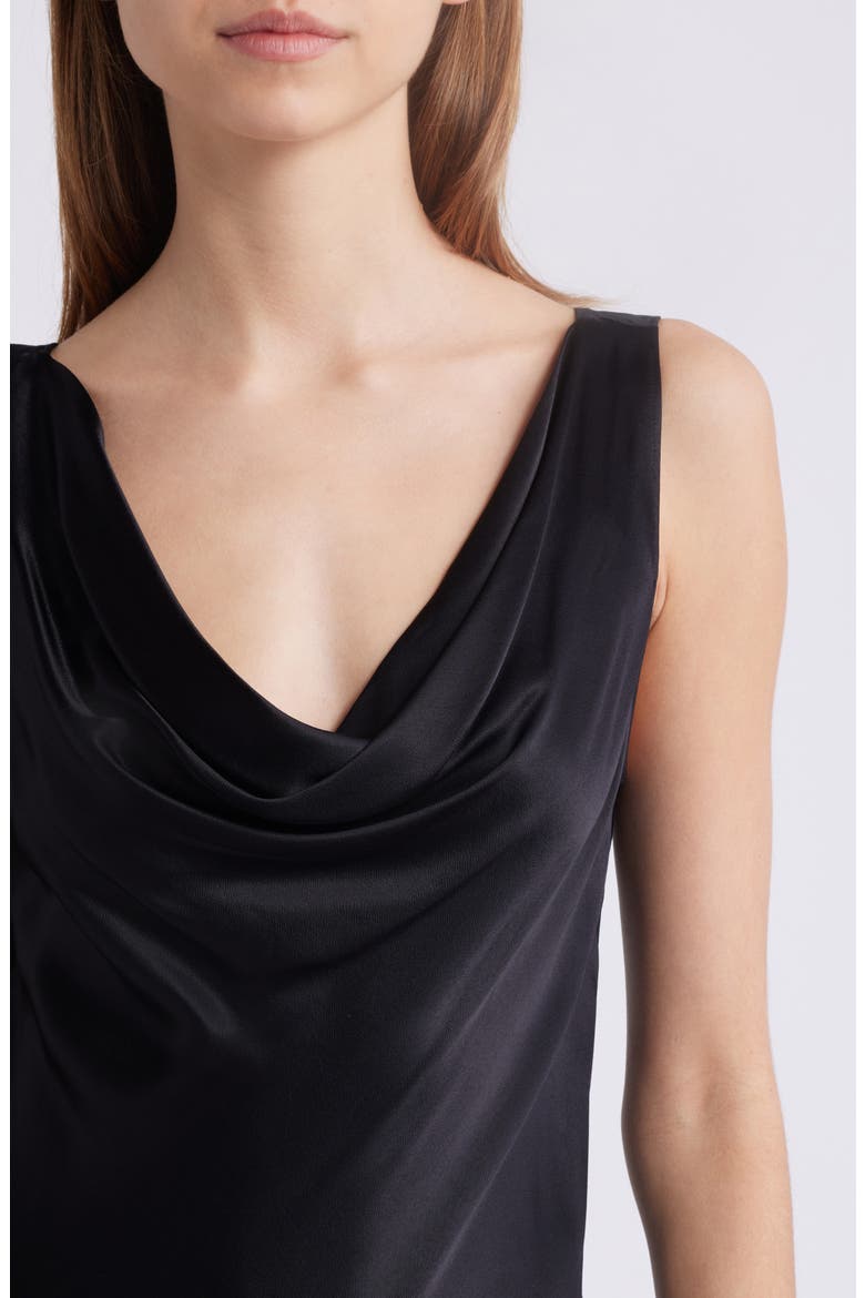 Nat Satin Midi Dress, Alternate, color, BLACK