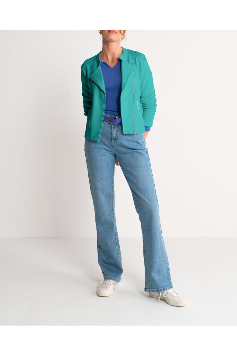 Cropped Biker Jacket, Alternate, color, Sea Green