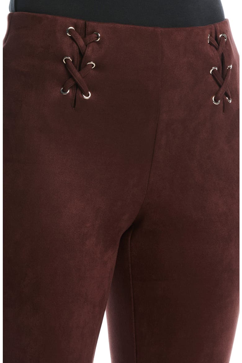 Lace-up Faux Suede Ankle Pants, Alternate, color, BITTER CHOCOLATE