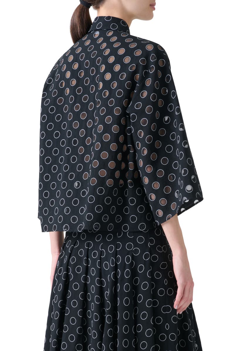 Akris punto Sheer Polka Dot Button-Up Shirt, Alternate, color, Black-Cream