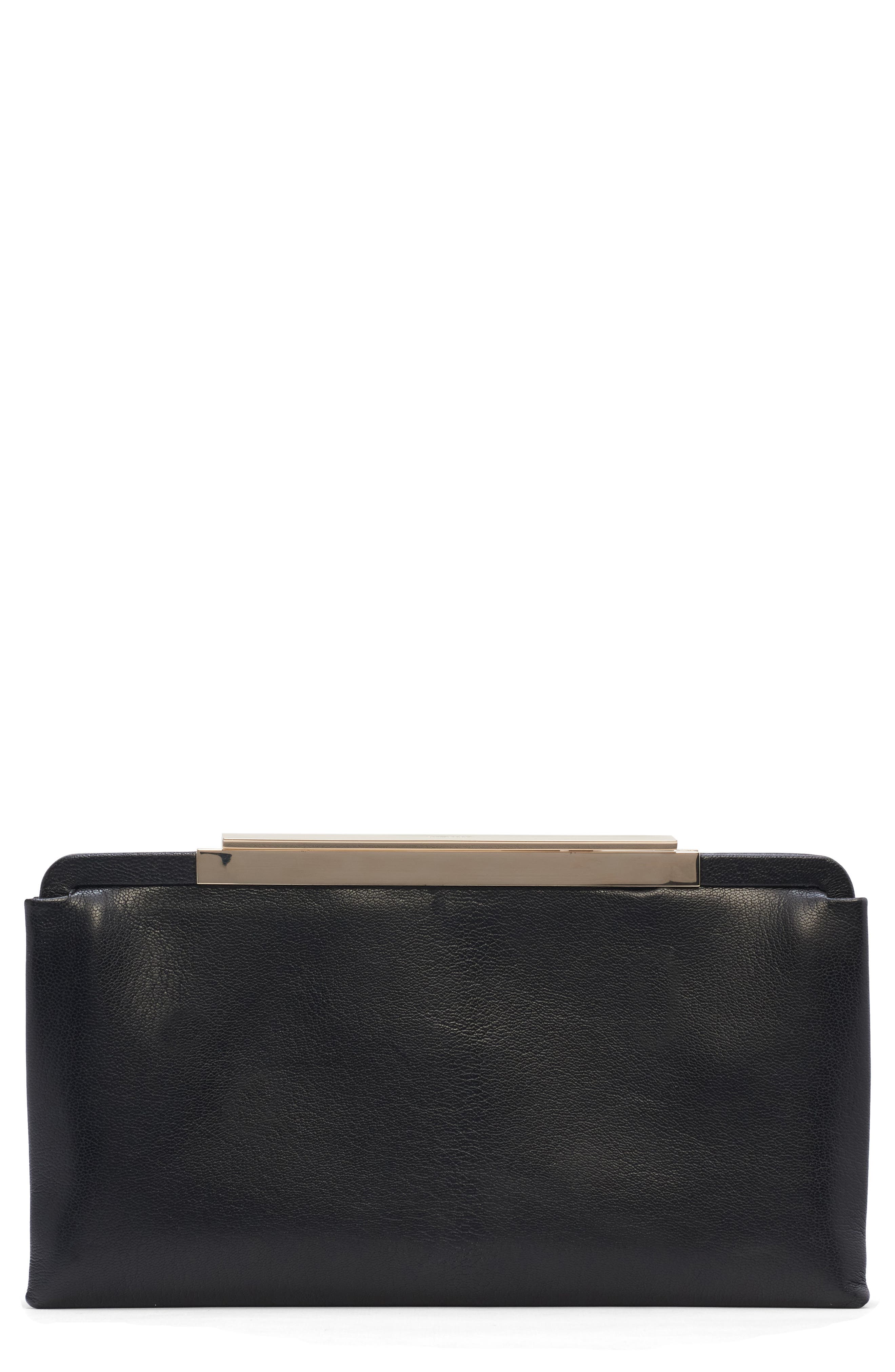 TOM FORD Supple Grained Leather Clutch, Main, color, 1N001 Black
