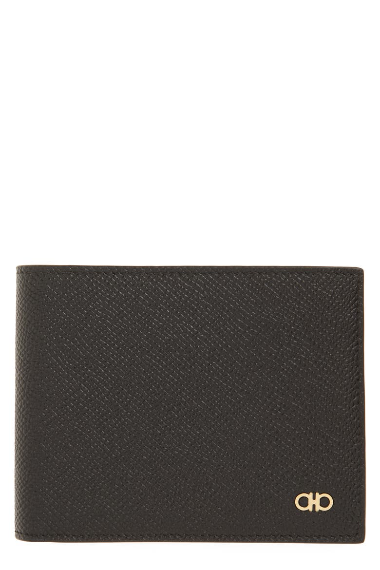 Double Gancio Leather Bifold Wallet, Main, color, NERO NERO