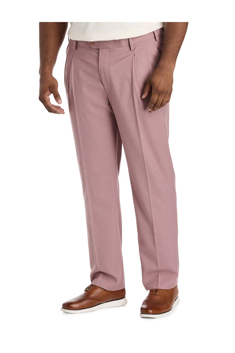 Big & Tall  Waist-Relaxer Pleated Dress Pants, Main, color, POMEGRANATE