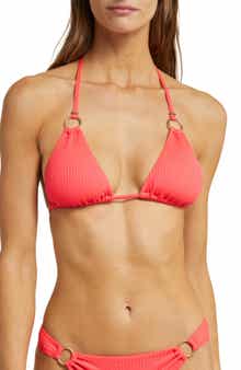 Vitamin A® Cosmo Ring Detail Rib Triangle Bikini Top