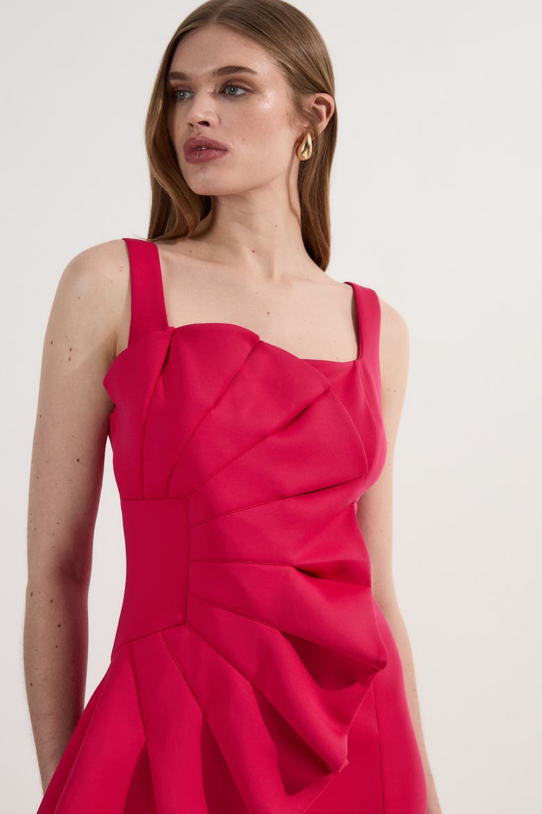 Scuba Drama Ruffle Woven Mini Dress, Alternate, color, Pink