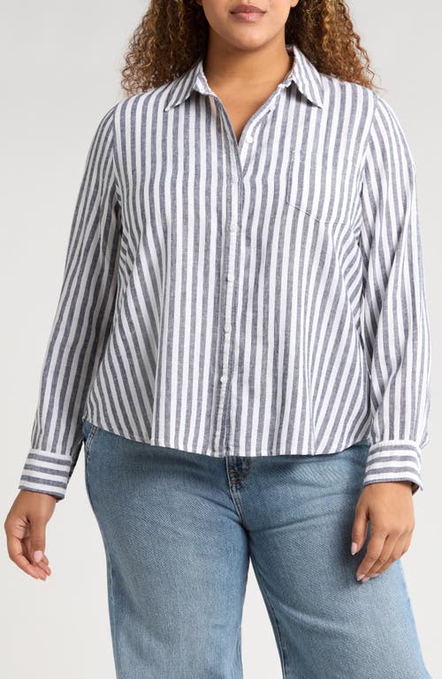 Caslonr Caslon(r) Stripe Linen Blend Button-up Shirt In Navy Blazer Katie Stripe