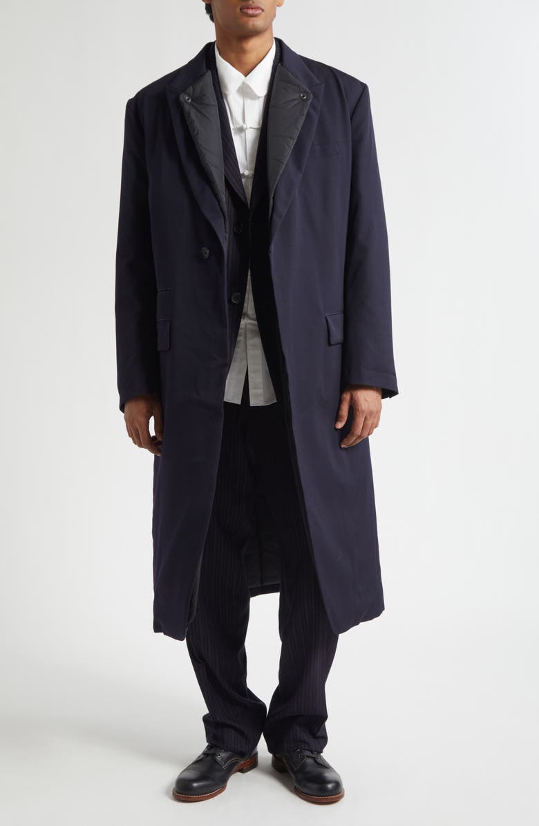 Yohji Yamamoto Water Repellent One-Button Jacket with Detachable Liner, Main, color, Navy