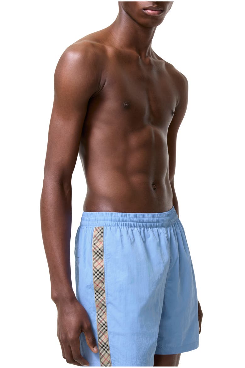 Check Trim Swim Shorts, Main, color, Cornflower blue