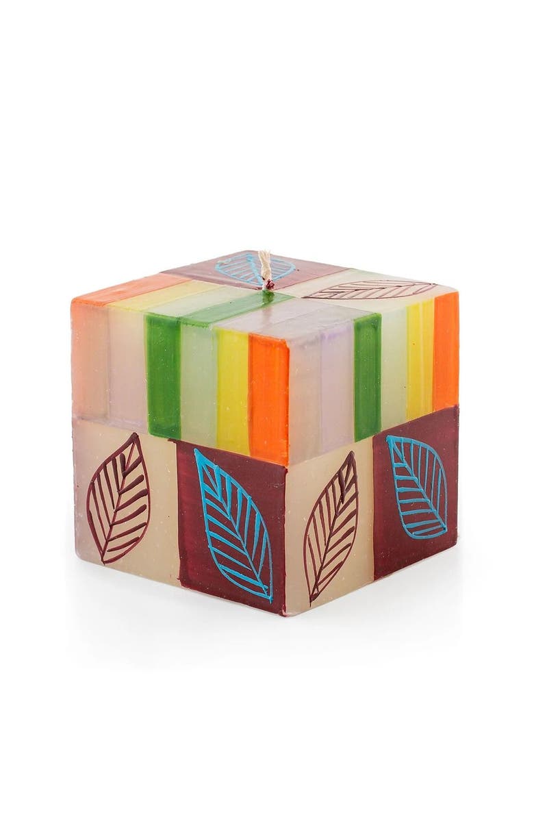 Thumbprint Artifacts Magic Garden Painted Cube Candle, Main, color, Magic Garden - 3X3x3"