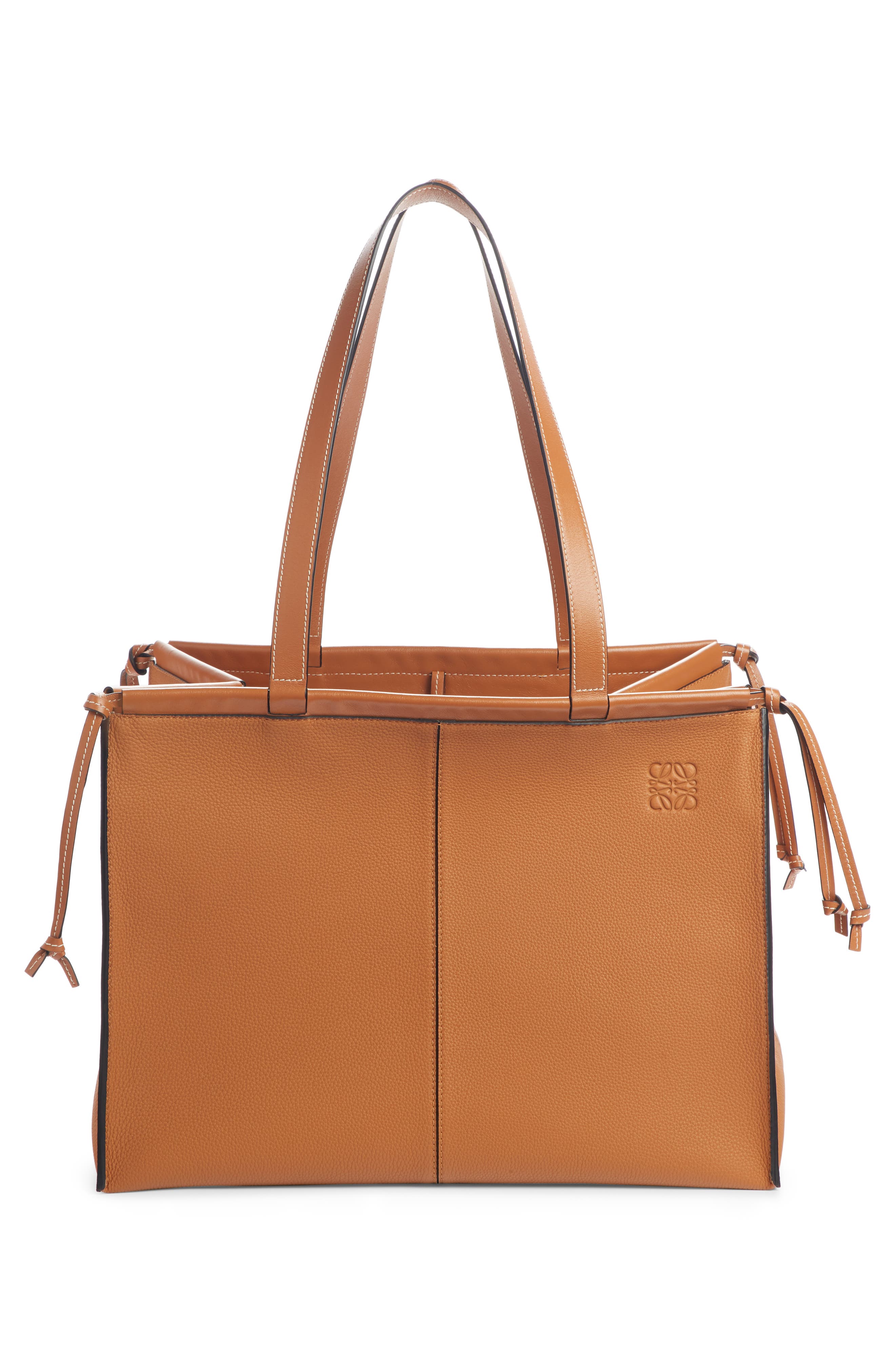 Cushion Leather Convertible Gusset Tote, Alternate, color, LIGHT CARAMEL