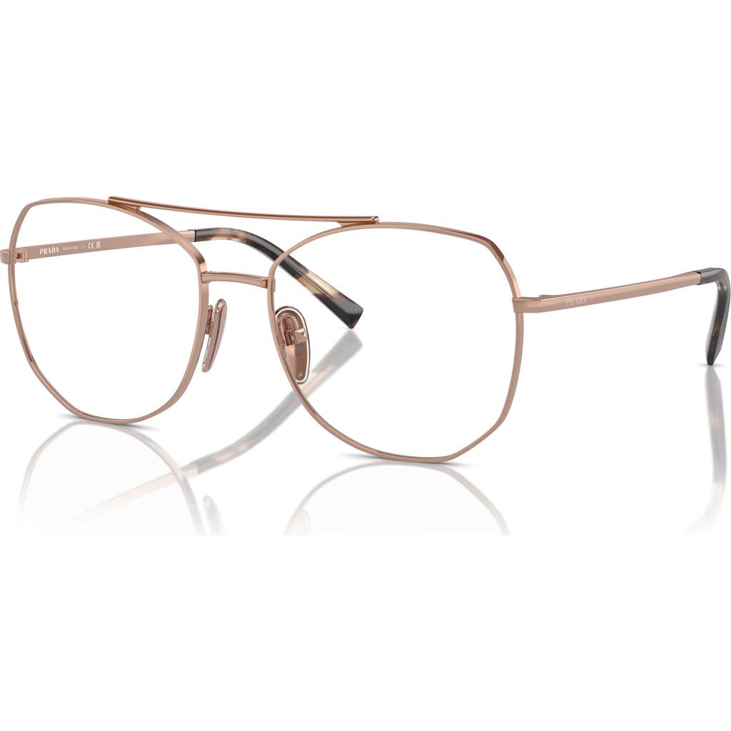 Prada 54mm Irregular Optical Glasses In Gold