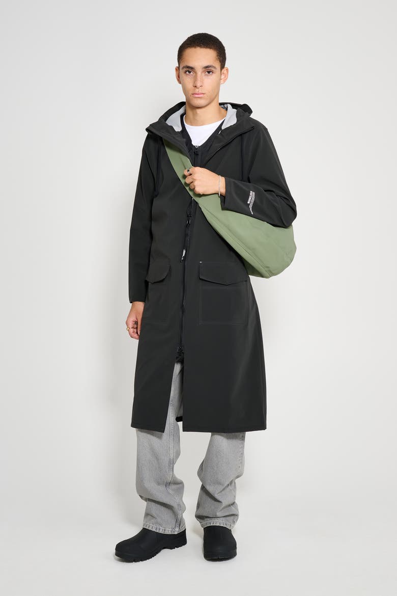 Stockholm Long Patch Matte Raincoat, Alternate, color, Black
