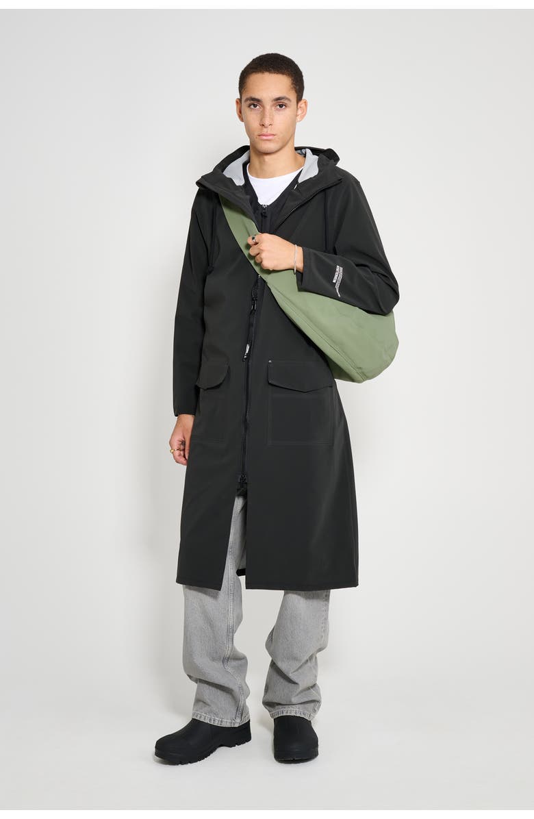 Stutterheim Stockholm Long Patch Matte Raincoat, Alternate, color, Black