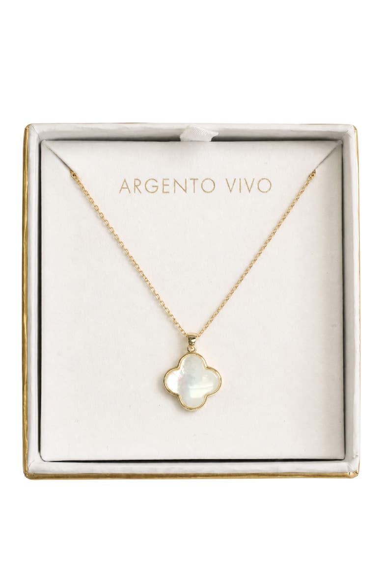 Mother-of-Pearl Clover Pendant Necklace, Alternate, color, WHITE/ GOLD