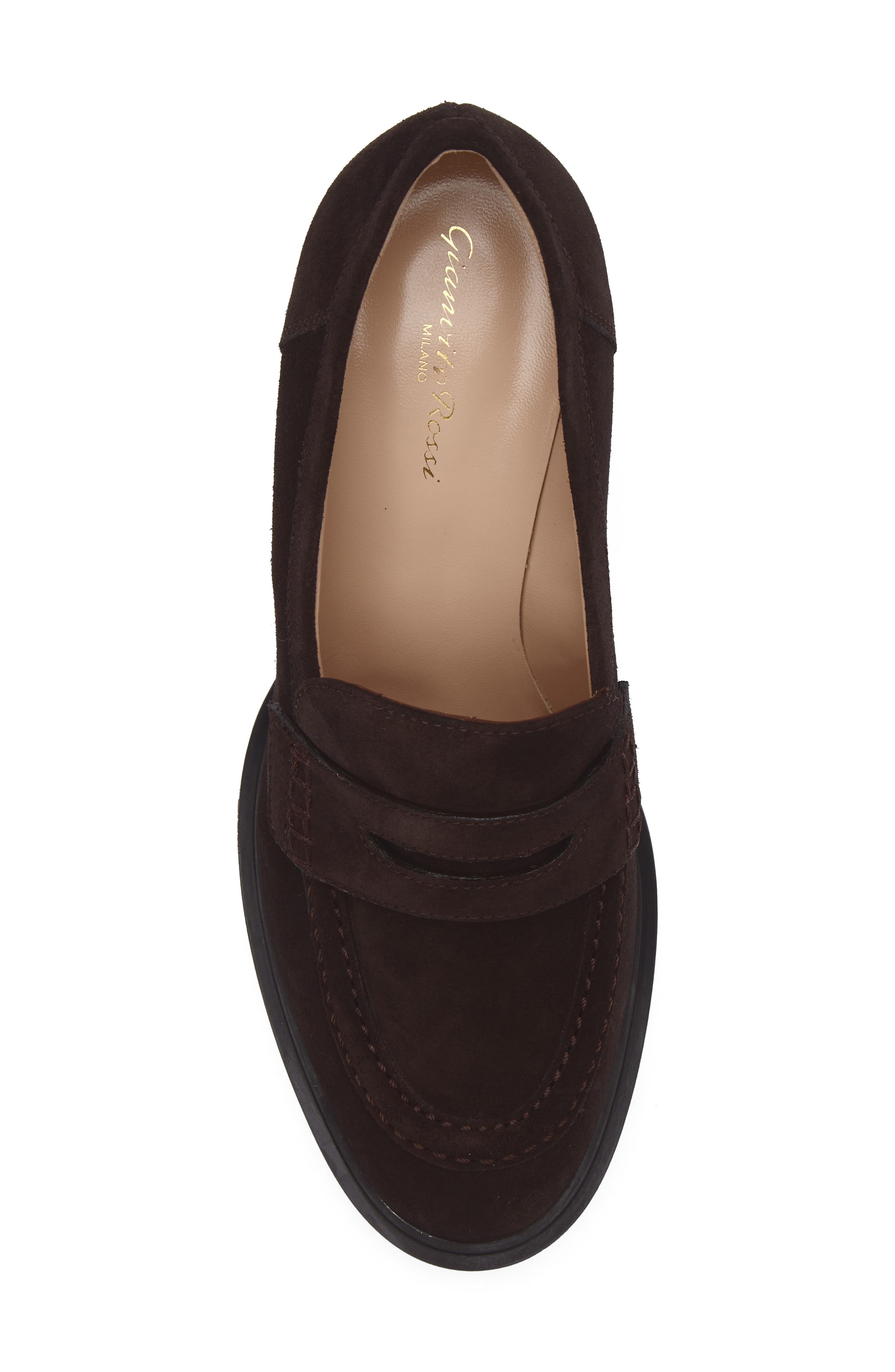 Gianvito Rossi Platform Loafer Pump, Alternate, color, Moka