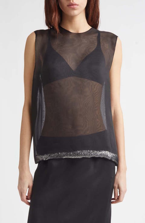 Glitter Edge Silk Organza Top