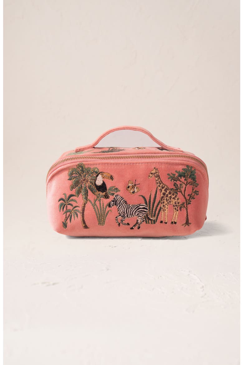 World Wildlife Velvet Open Flat Makeup Bag, Main, color, Coral