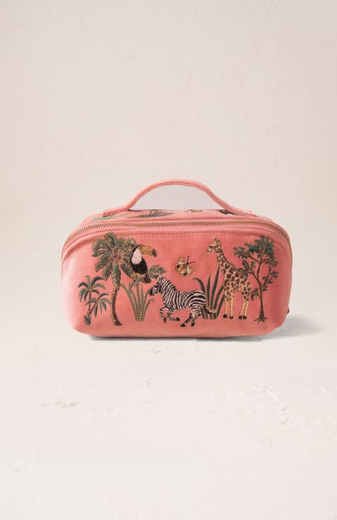 World Wildlife Velvet Open Flat Makeup Bag