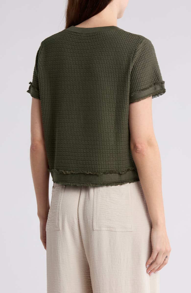 Adrianna Papell Fray Trim Cap Sleeve Sweater, Alternate, color, Fatigue
