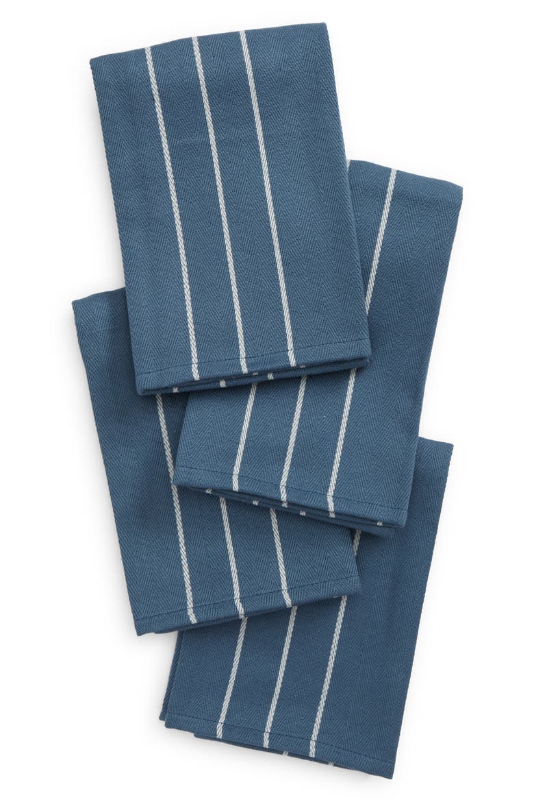 Set of 4 Herringbone Tea Towels, Main, color, BLUE VINTAGE MULTI