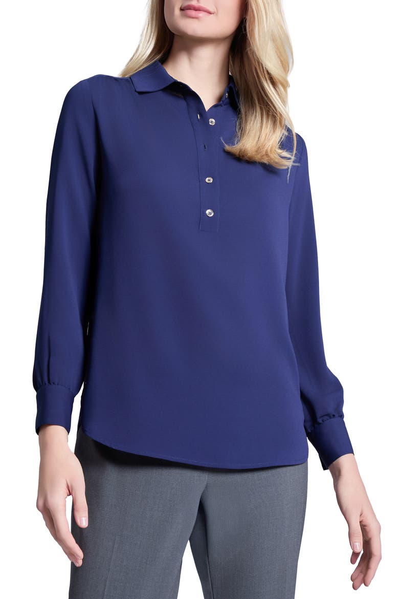 Side Button Popover Tunic Top, Main, color, PACIFIC NAVY