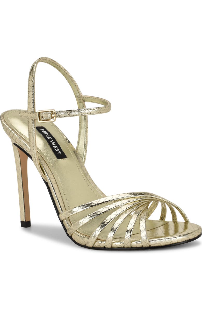 Nine West Meripen Ankle Strap Sandal, Main, color, Gold