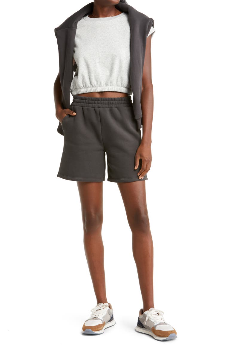 Cara Sweat Shorts, Alternate, color, GREY PHANTOM