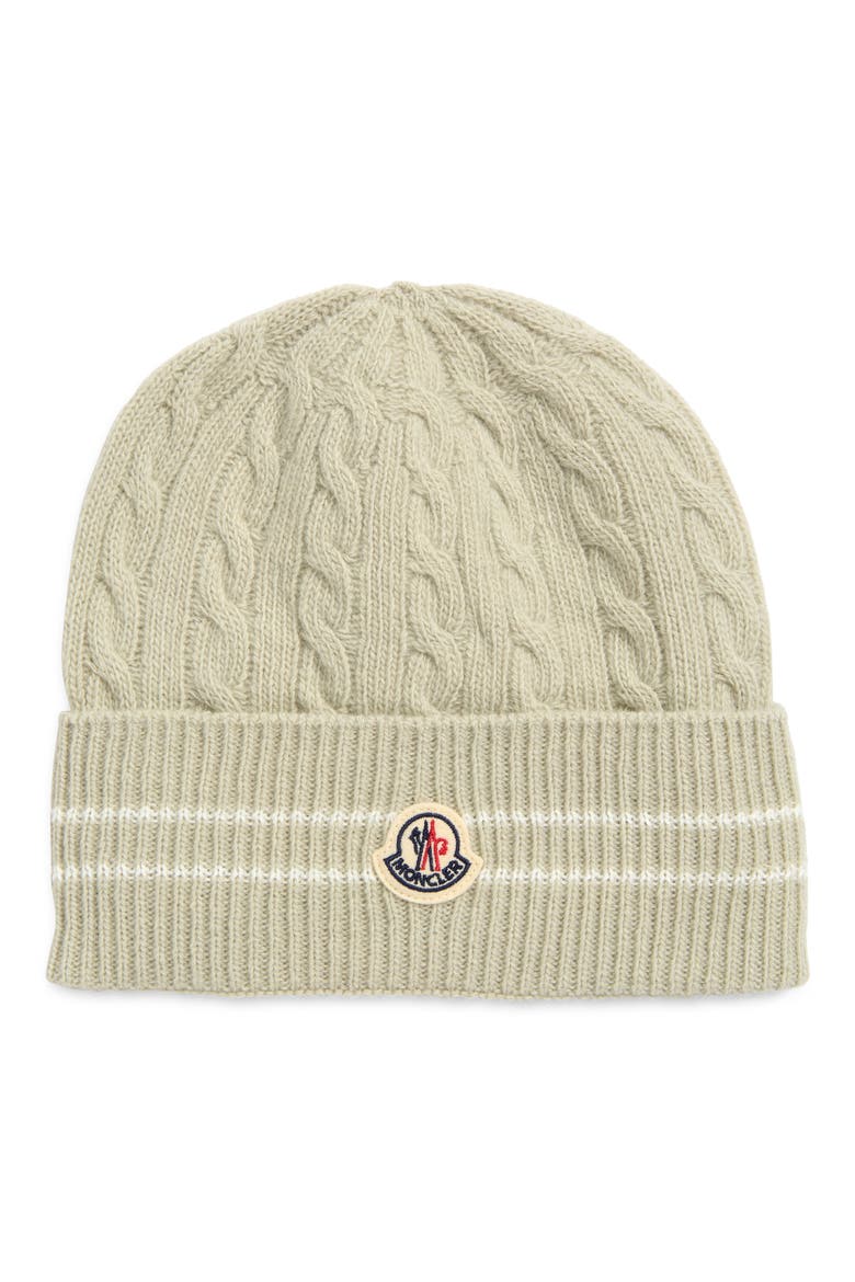 Kids' Cable Knit Virgin Wool Blend Beanie, Main, color, MINT