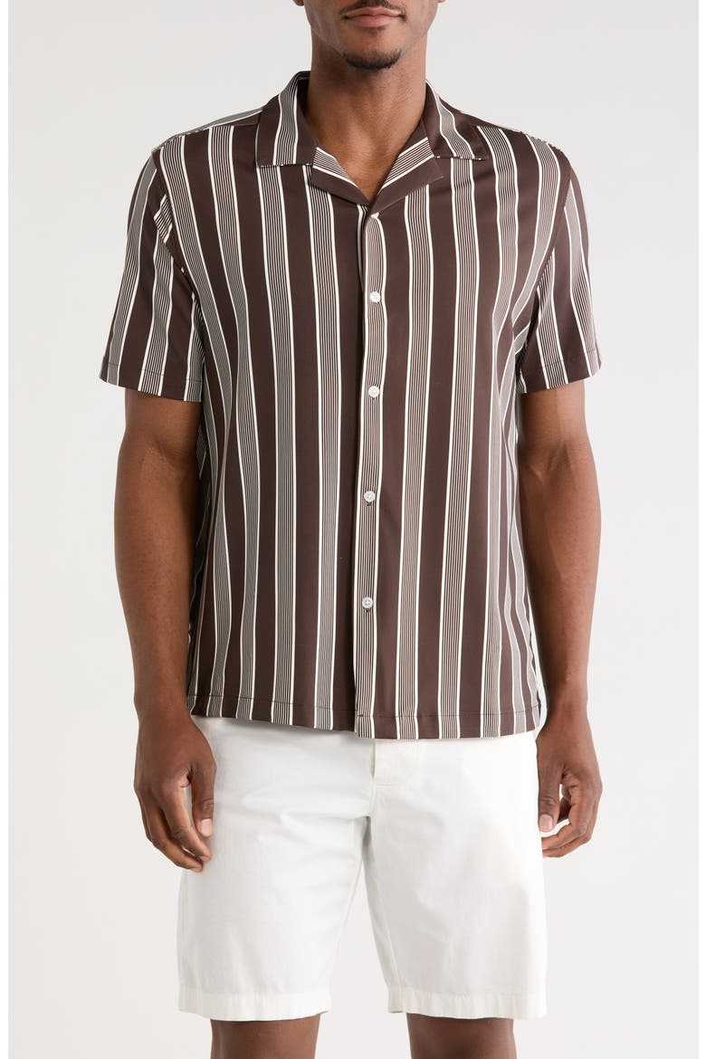 Stripe Camp Shirt, Main, color, CHOCOLATE / IVORY