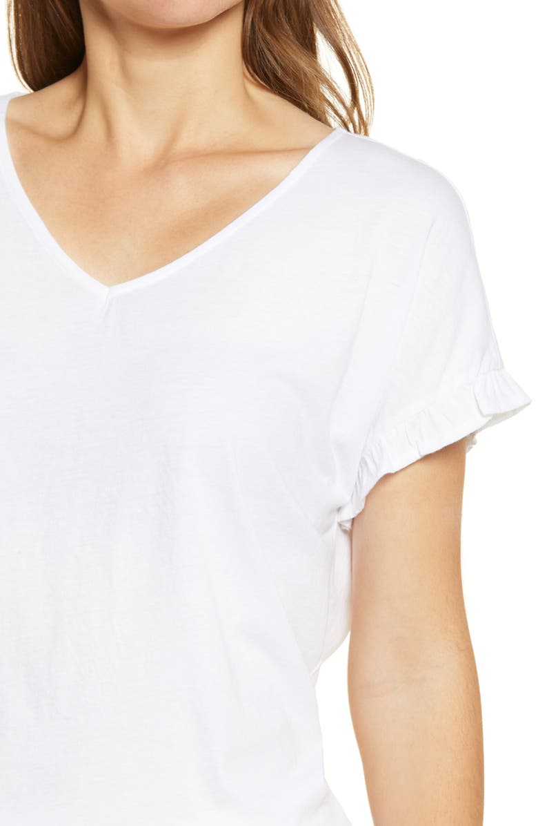Caslon<sup>®</sup> Flutter Sleeve V-Neck T-Shirt, Alternate, color, 