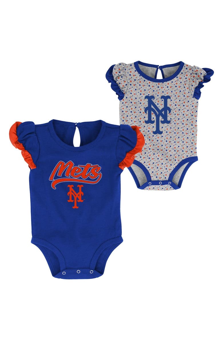 Outerstuff Newborn & Infant Royal/Heathered Gray New York Mets Scream & Shout Two-Pack Bodysuit Set, Main, color, 