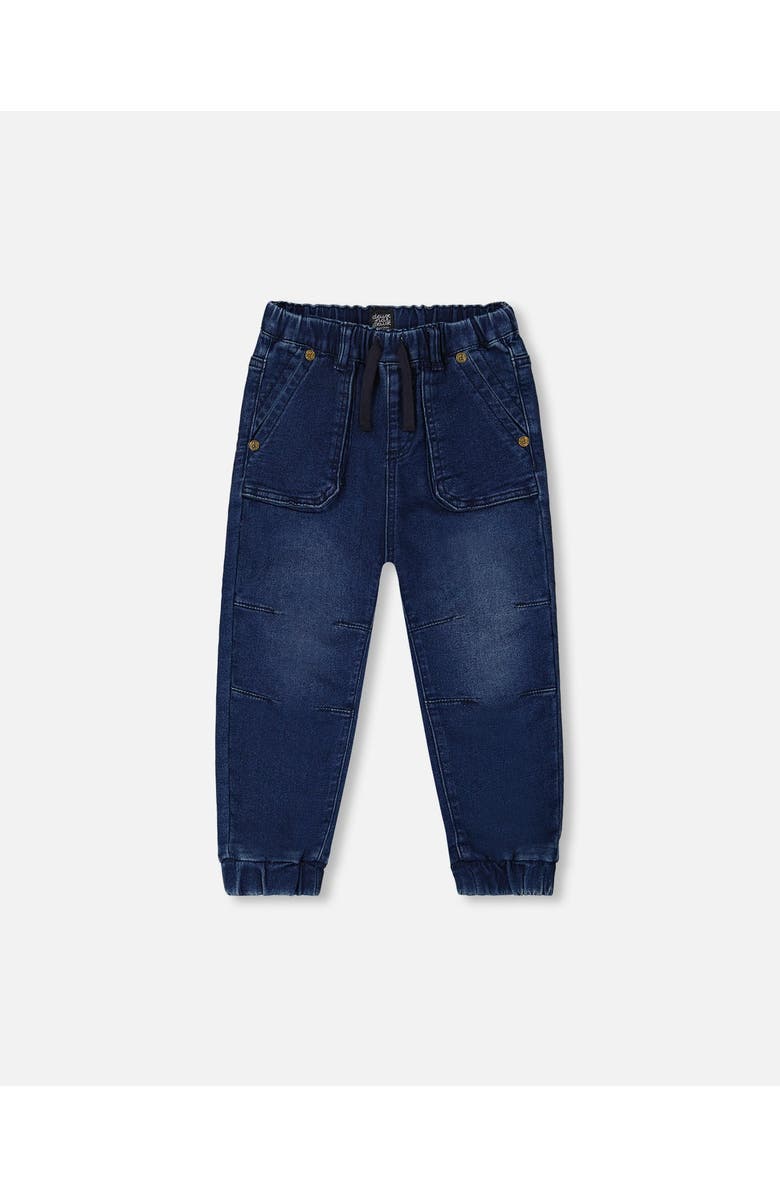 Deux par Deux Baby Boy's French Terry Denim Jogger Pant Dark Denim Blue, Main, color, 