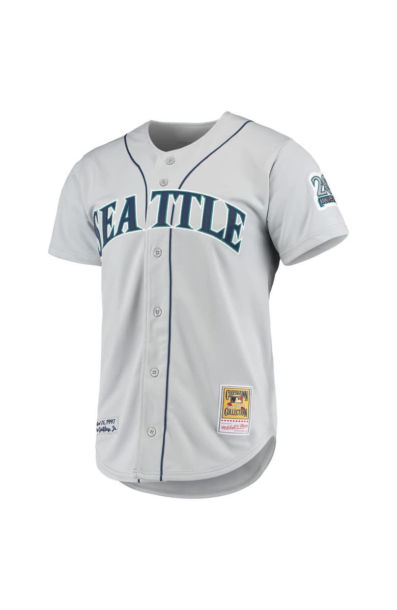 Mitchell & Ness Men's Mitchell & Ness Ken Griffey Jr. Gray Seattle Mariners 20th Anniversary Cooperstown Collection Authentic Jersey, Alternate, color,