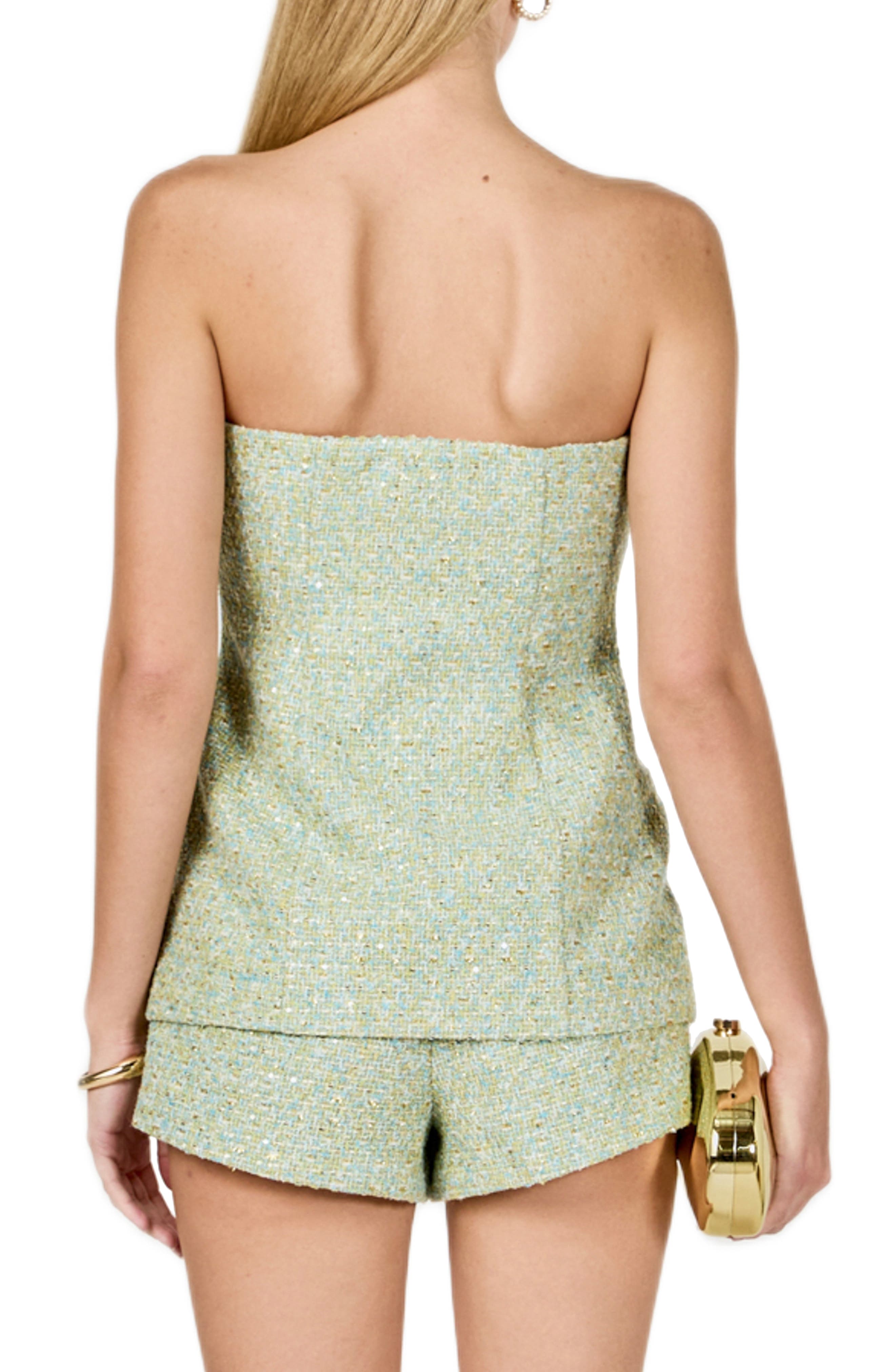 Metallic Tweed Strapless Top - image 2