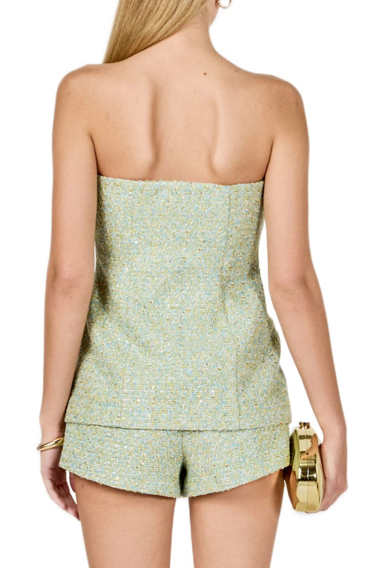 Metallic Tweed Strapless Top, Alternate, color, MINT MULTI