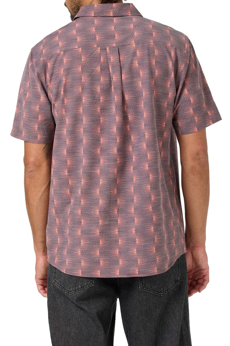 Relaxed Fit Short Sleeve Performance Slub Button-Up Shirt, Alternate, color, CHOCOLATE