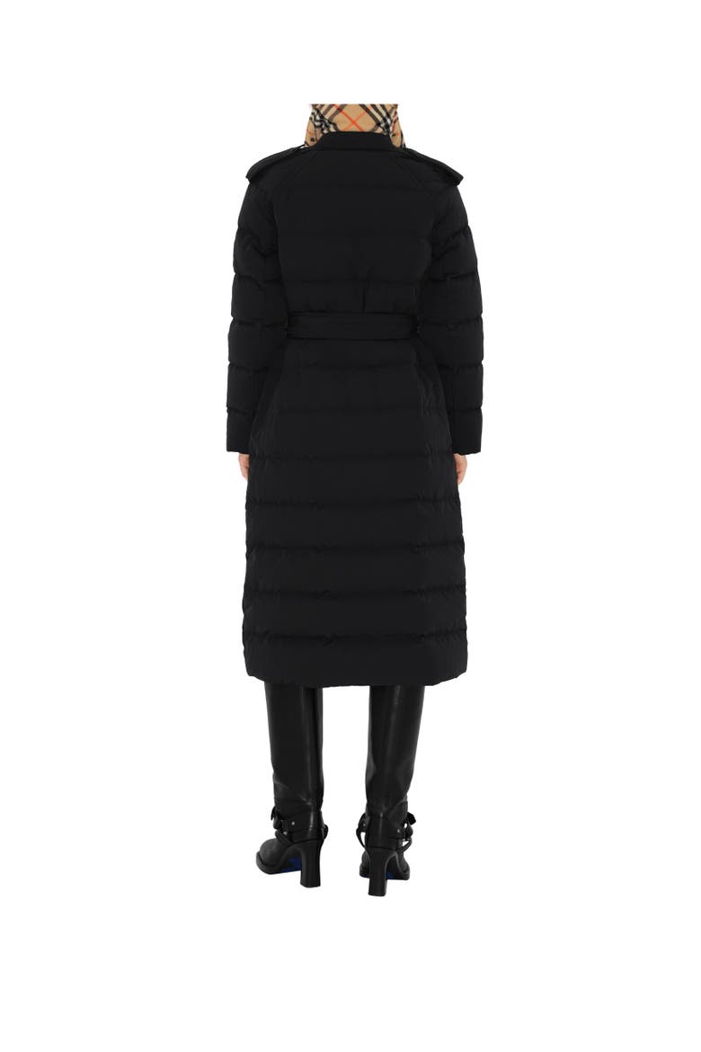 Long Nylon Puffer Coat, Alternate, color, Black/sand