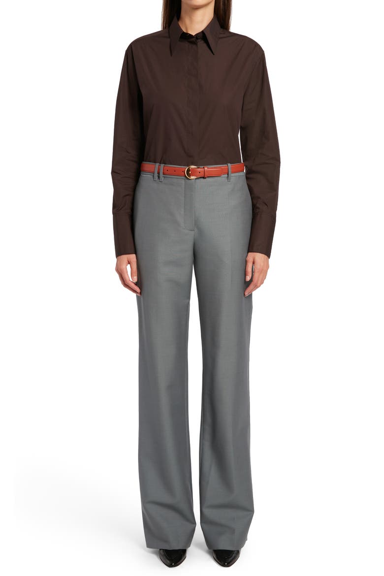 Xime Cotton Button-Up Shirt, Alternate, color, DARK BROWN