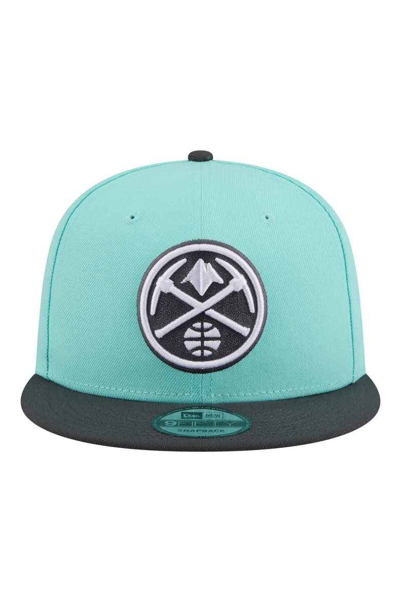 Men's New Era Turquoise/Charcoal Denver Nuggets Color Pack Two-Tone 9FIFTY Snapback Hat, Alternate, color, Turquoise