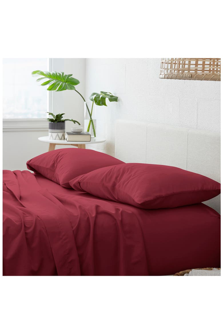 HOME SPUN Premium Ultra Soft 2-Piece Pillow Case Set, Alternate, color, BURGUNDY