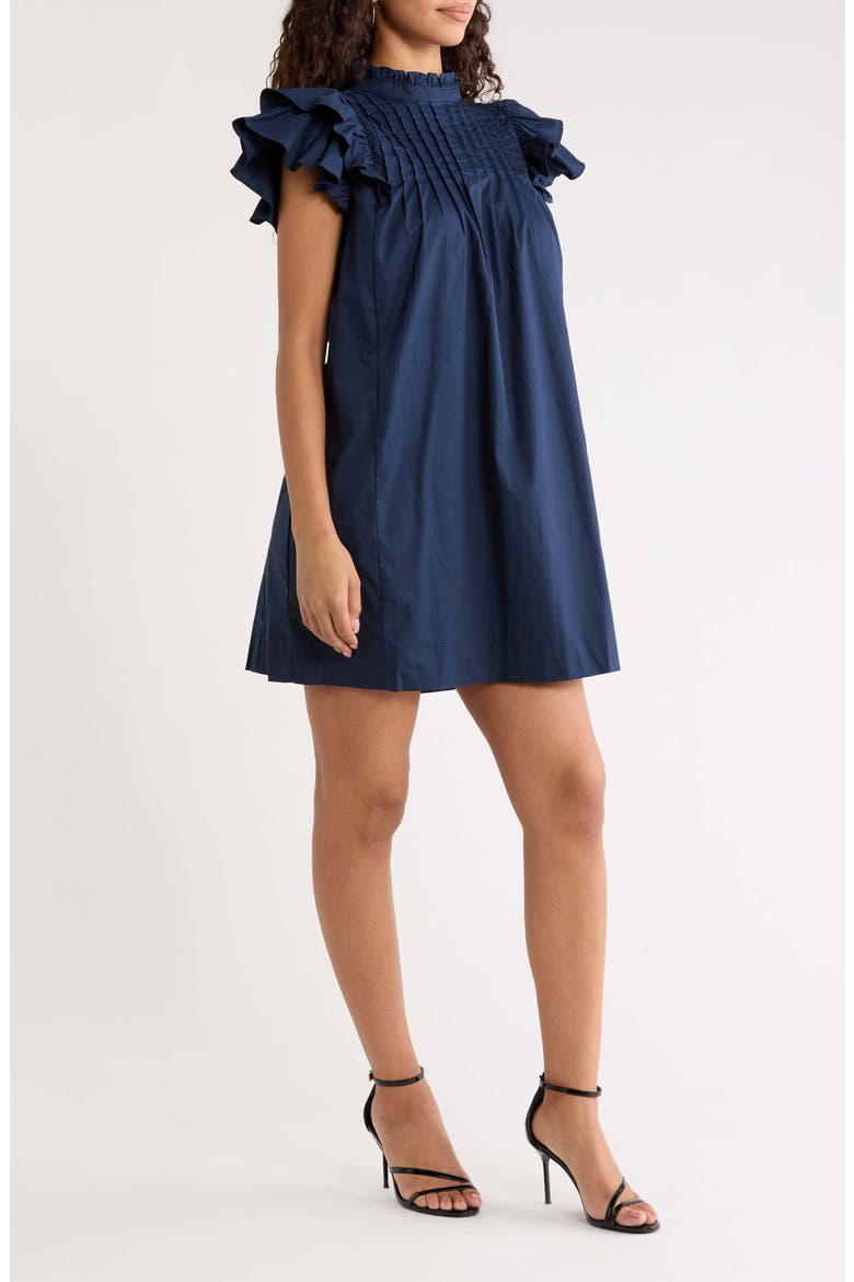 Lovel Ruffle Sleve Shift Dress, Alternate, color, NAVY