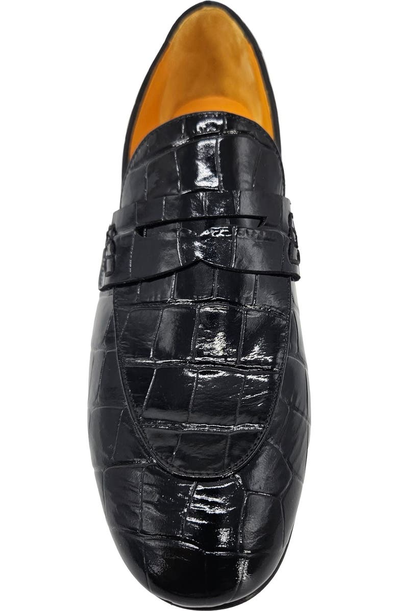 Madison Maison Flat Croc Embossed Loafer, Alternate, color, Black