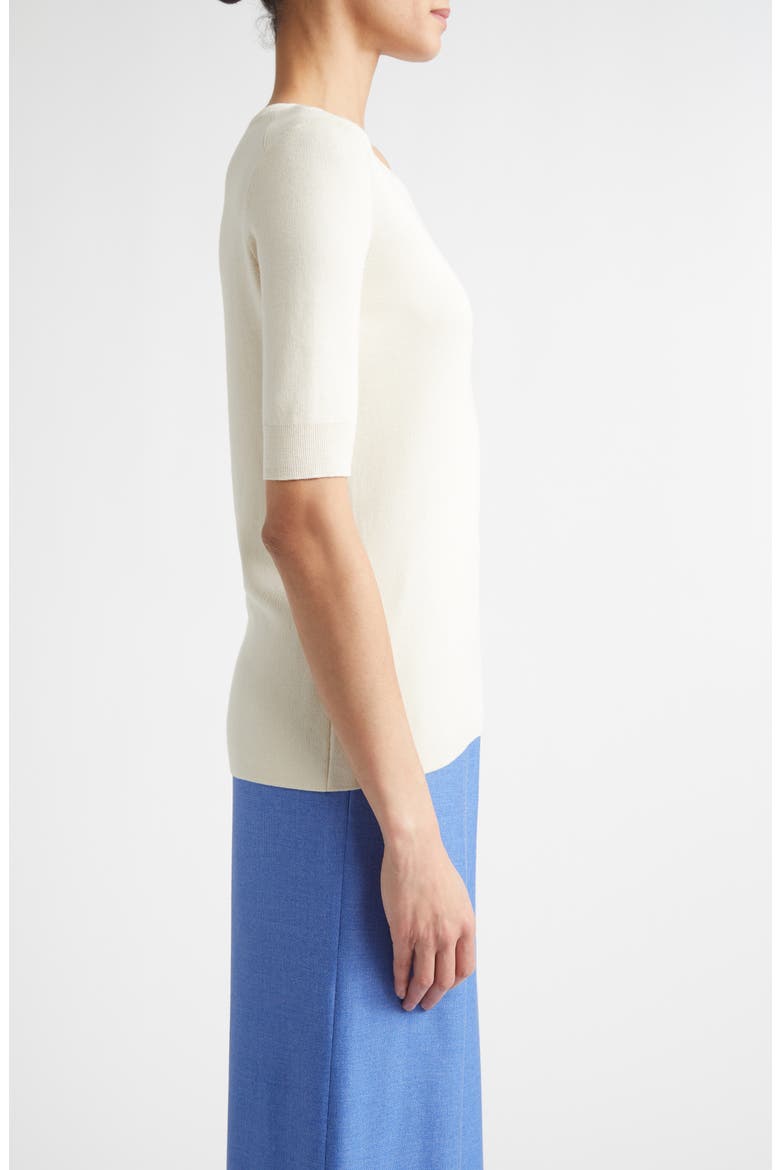 Marlie Short Sleeve Silk & Cotton Sweater, Alternate, color, ECRU