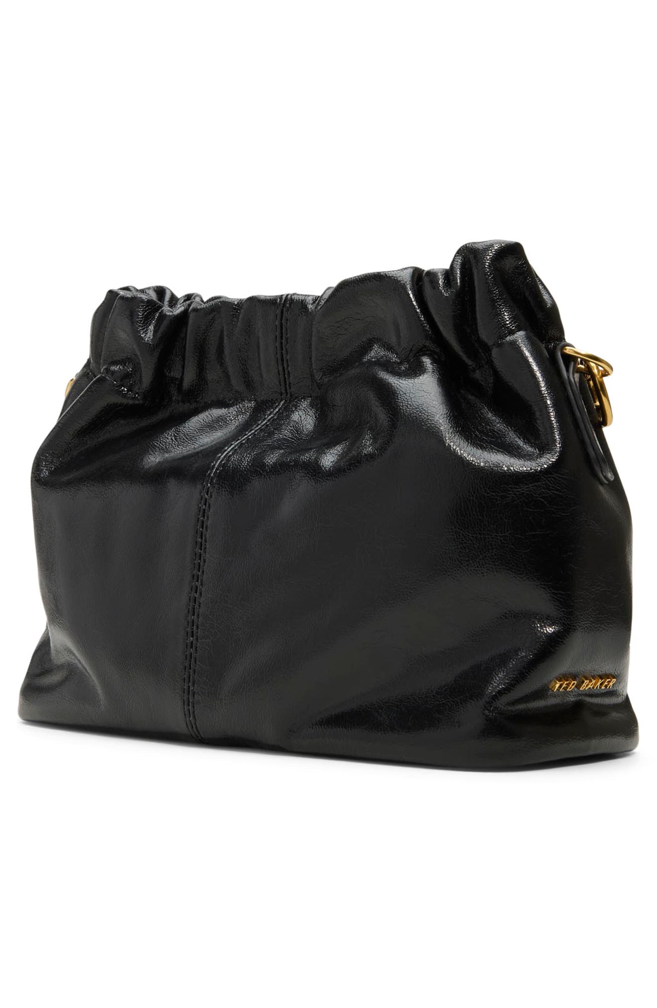 Ted Baker London Essie Leather Charm Bag, Alternate, color, Black Glossy Leather Shiny