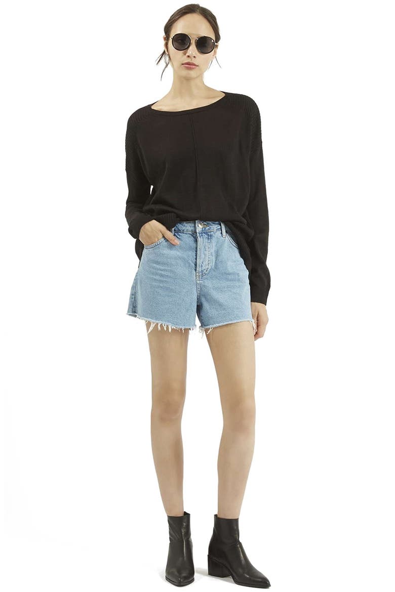 Rib Panel Sweater, Alternate, color, BLACK