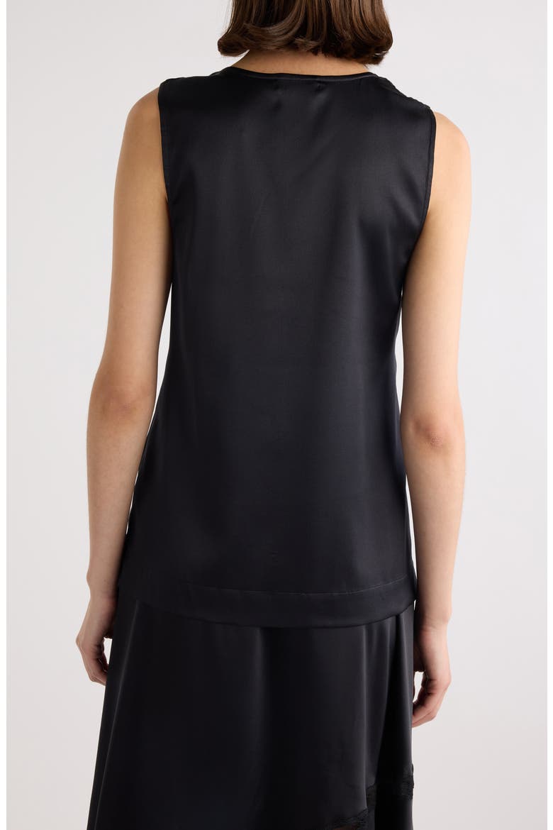 Twist Detail Stretch Silk Top, Alternate, color, BLACK