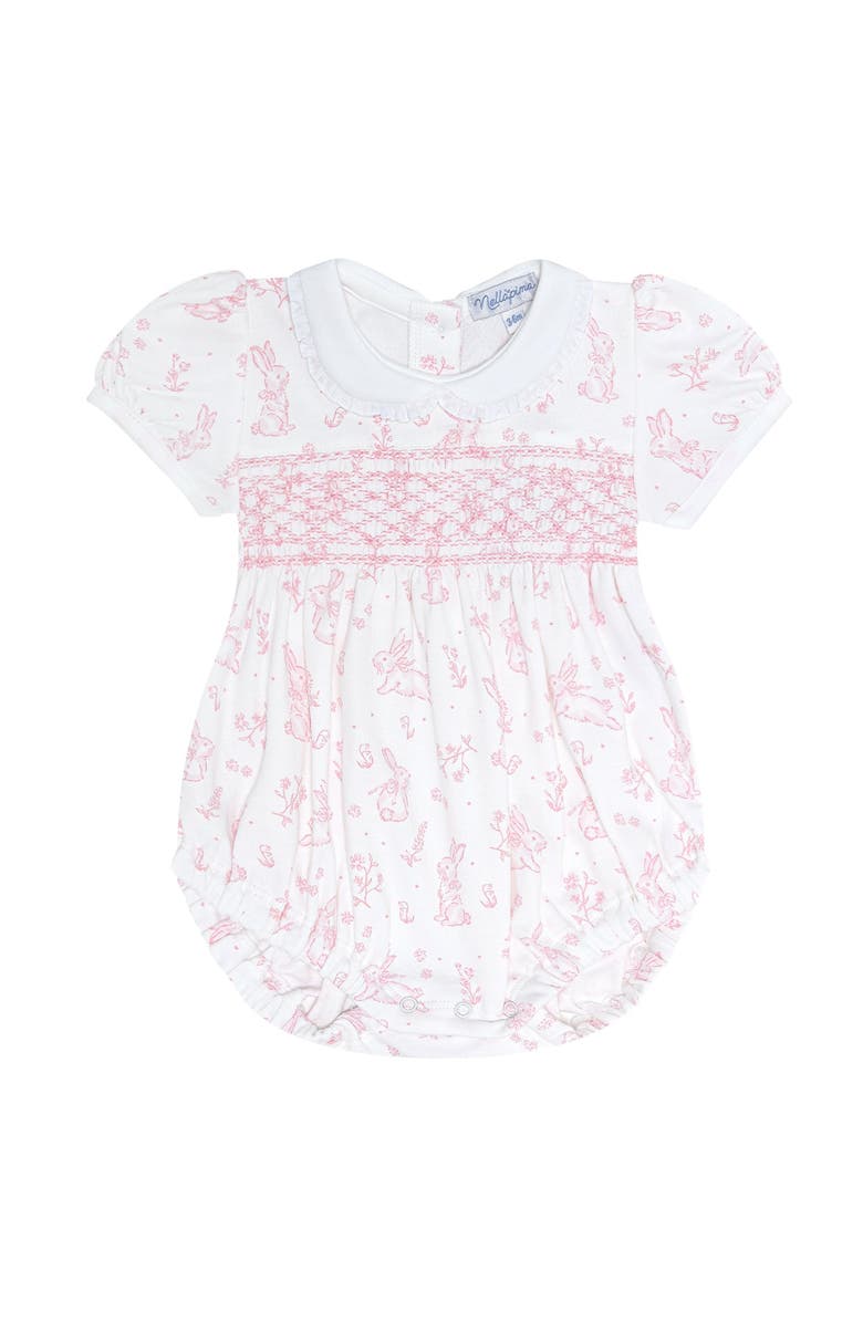 Nellapima Pink Bunny Toile Smocked Bubble - Baby, Main, color, 
