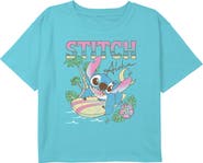 Lilo & Stitch Girls' Surfing Aloha Stitch Graphic Cropped T-Shirt